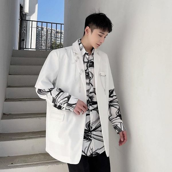 korea japan streetwear hip hop suit coat men removable metal chain short sleeve casual black white blazers jacket men's suits, White;black
korea japan streetwear hip hop suit coat men removable metal chain short sleeve casual black white blazers jacket men's suits, White;black