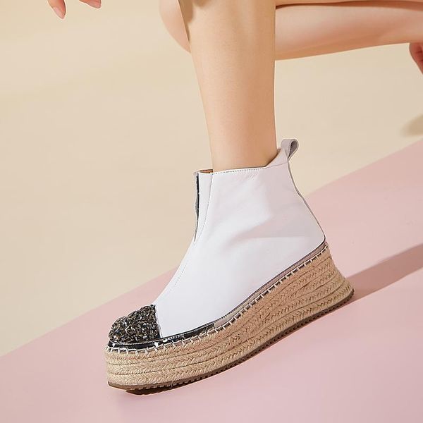 boots woven bottom flat platform short women british style 2021 autumn genuine leather diamond modern white shoes, Black
boots woven bottom flat platform short women british style 2021 autumn genuine leather diamond modern white shoes, Black