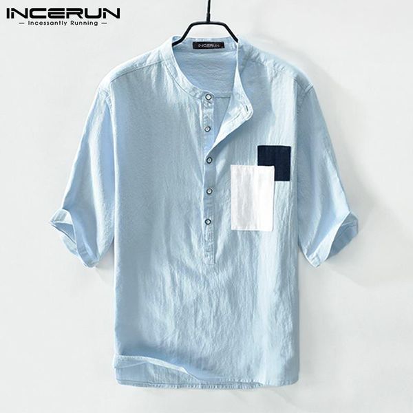 men's casual shirts men shirt patchwork stand collar harajuku cotton half sleeve summer streetwear 2021 camisa masculina incerun s-3xl, White;black
men's casual shirts men shirt patchwork stand collar harajuku cotton half sleeve summer streetwear 2021 camisa masculina incerun s-3xl, White;black