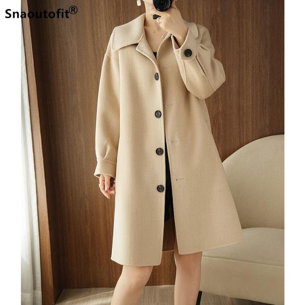 women's wool & blends double-sided coat mid-length 2021 autumn winter lapel hepburn style over-the-knee slim high-end, Black
women's wool & blends double-sided coat mid-length 2021 autumn winter lapel hepburn style over-the-knee slim high-end, Black