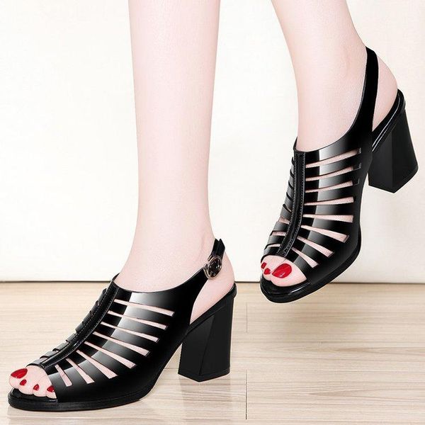 dress shoes women sandals 2021 summer style hollow out fish mouth high heel versatile women's chunky-heel, Black
dress shoes women sandals 2021 summer style hollow out fish mouth high heel versatile women's chunky-heel, Black