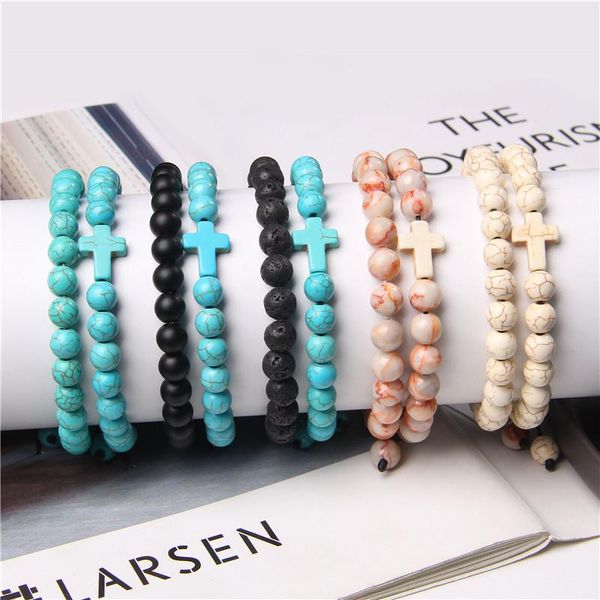 beaded, strands trendy cross charm bracelet 2pcs/set turquoises jaspers bead lava braided bracelets for women men pray safety jewelry pulser, Black
beaded, strands trendy cross charm bracelet 2pcs/set turquoises jaspers bead lava braided bracelets for women men pray safety jewelry pulser, Black