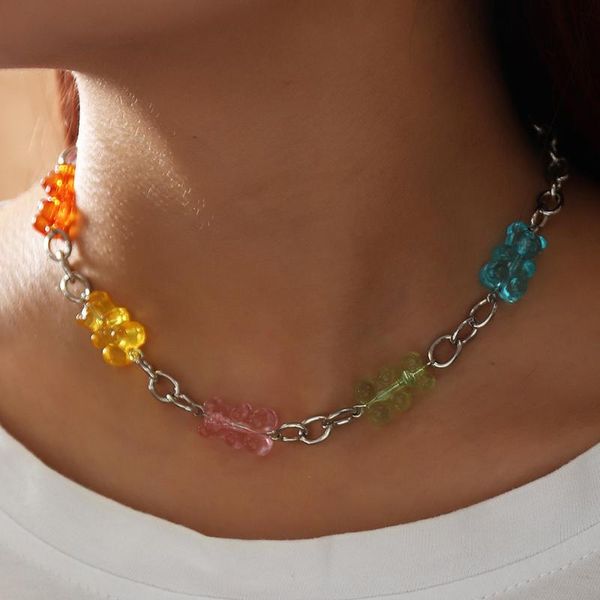 chokers cute rainbow jellies bear linked choker collar necklace for girls women party clavicle gummy necklaces jewelry, Golden;silver
chokers cute rainbow jellies bear linked choker collar necklace for girls women party clavicle gummy necklaces jewelry, Golden;silver