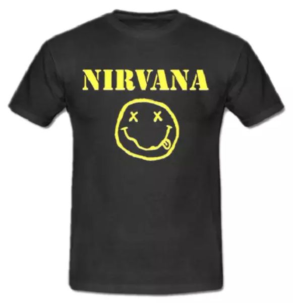 t-shirt nirvana smile shirt rock band registered and approved music shirt, White;black
t-shirt nirvana smile shirt rock band registered and approved music shirt, White;black