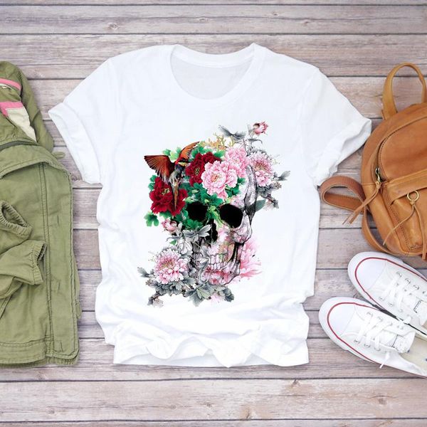 women watercolor skull streetwear floral halloween 90s print lady t-shirts womens graphic t shirt ladies female tee t-shirt women's, White
women watercolor skull streetwear floral halloween 90s print lady t-shirts womens graphic t shirt ladies female tee t-shirt women's, White