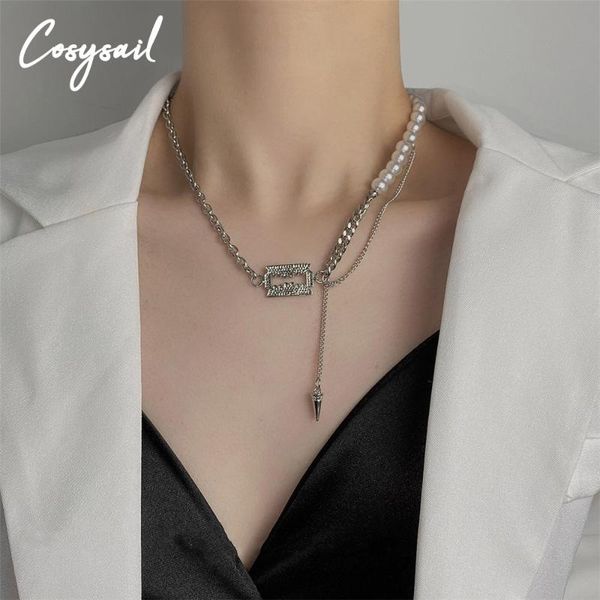 chains cosysail punk imitation pearl splice stainless steel chain choker necklace blade with cone pendant hip hop jewelry, Silver
chains cosysail punk imitation pearl splice stainless steel chain choker necklace blade with cone pendant hip hop jewelry, Silver