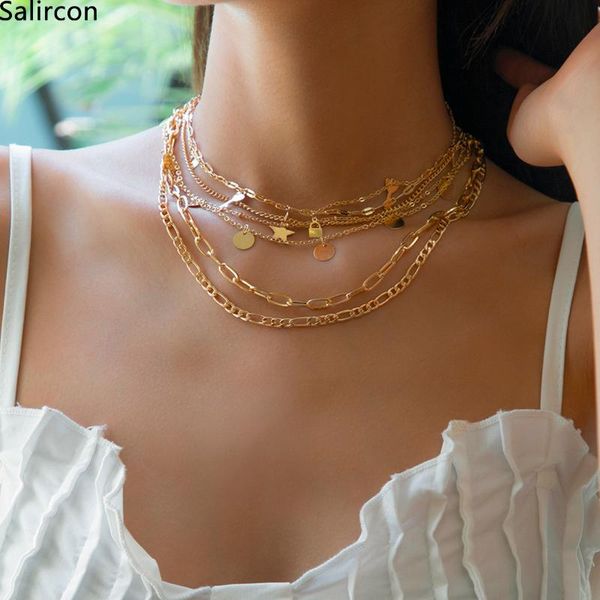 pendant necklaces retro key lock geometric round star necklace for women jewelry punk statement short collar clavicle chain choker neck, Silver
pendant necklaces retro key lock geometric round star necklace for women jewelry punk statement short collar clavicle chain choker neck, Silver