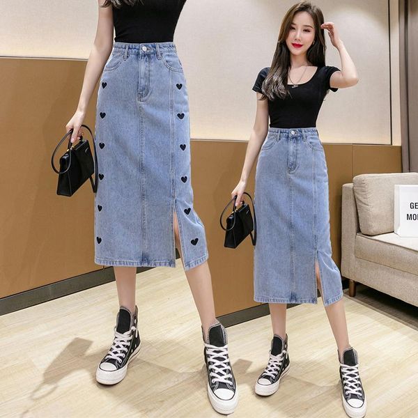 skirts irregular split embroidered love denim skirt women's summer 2021 medium length high waist a-line hip, Black
skirts irregular split embroidered love denim skirt women's summer 2021 medium length high waist a-line hip, Black