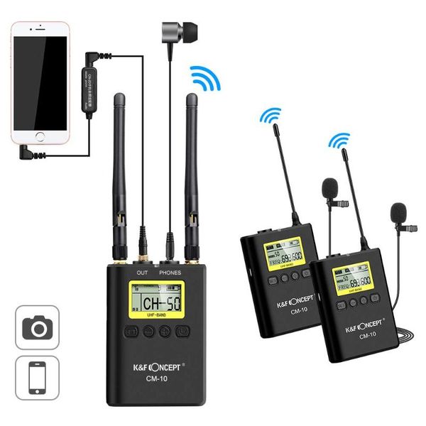 k&f concept uhf 100m remote wireless lavalier microphone 100 channels with 2 transmitters+1 dual-channel receiver for canonnikon microphones
k&f concept uhf 100m remote wireless lavalier microphone 100 channels with 2 transmitters+1 dual-channel receiver for canonnikon microphones