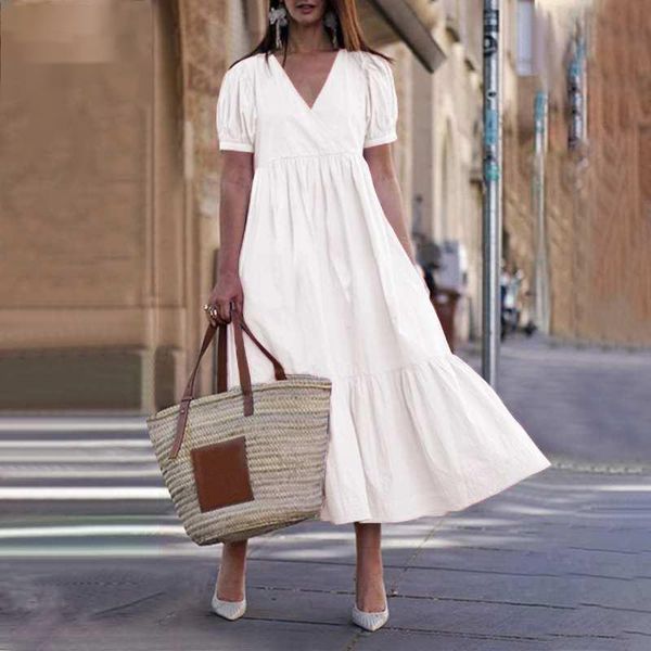 casual dresses plus size midi dress summer women's solid patchwork ruffles ruched short sleeve v neck 2021 elegant sundress femme robe, Black;gray
casual dresses plus size midi dress summer women's solid patchwork ruffles ruched short sleeve v neck 2021 elegant sundress femme robe, Black;gray