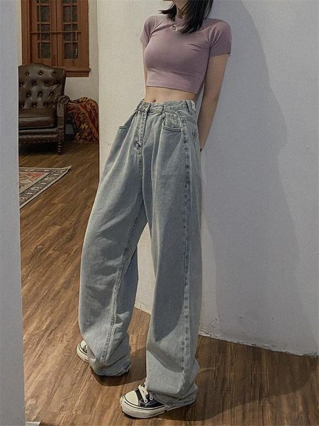 women's jeans straight high waist loose 2021 early spring summer design sense small wide leg pants and autumn, Blue
women's jeans straight high waist loose 2021 early spring summer design sense small wide leg pants and autumn, Blue