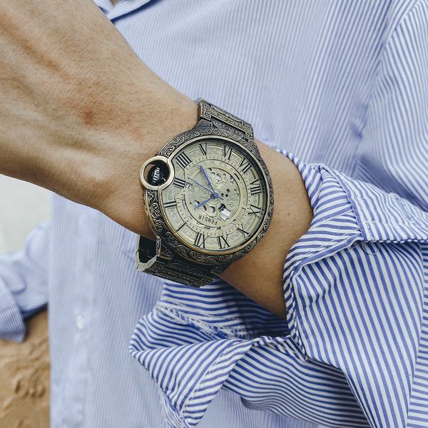 european and american fashion highend new vintage blue balloon watch mens steel belt carved national fashion quartz watch fashion casual co, Slivery;brown
european and american fashion highend new vintage blue balloon watch mens steel belt carved national fashion quartz watch fashion casual co, Slivery;brown