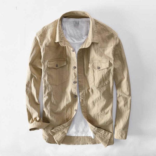 men's casual shirts 2021 safary style long sleeve with pockets khaki army green black cotton pleated fabric spring men, White;black
men's casual shirts 2021 safary style long sleeve with pockets khaki army green black cotton pleated fabric spring men, White;black