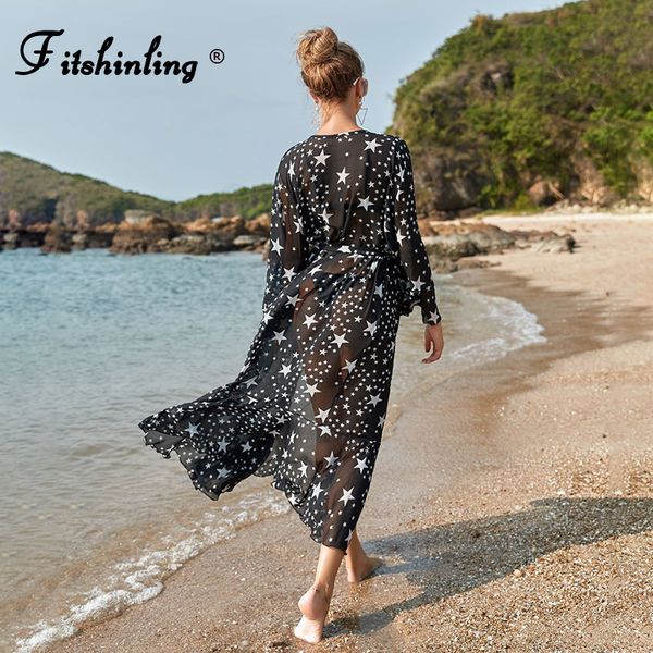 fitshinling stars print chifon beach cover-up swimwear women sheer flare sleeve summer bikini outings bohemian cardigan
fitshinling stars print chifon beach cover-up swimwear women sheer flare sleeve summer bikini outings bohemian cardigan
