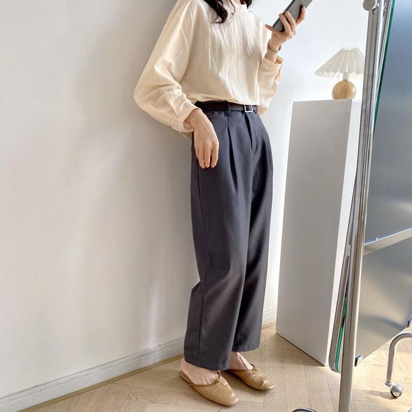 2021 spring and autumn new korean version of pure color casual high waist nine-point pants suit pants female 522 with belt, Black;white
2021 spring and autumn new korean version of pure color casual high waist nine-point pants suit pants female 522 with belt, Black;white