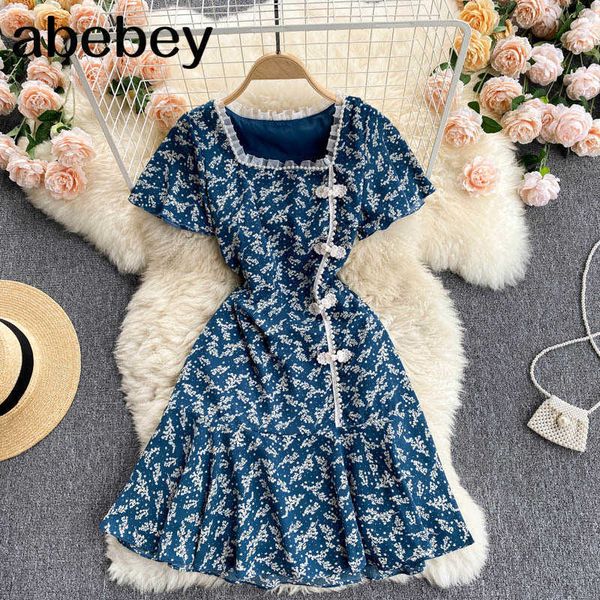 women retro print dress square collar short sleeve casual a-line dress summer streetwear midi dress 210715, Black;gray
women retro print dress square collar short sleeve casual a-line dress summer streetwear midi dress 210715, Black;gray