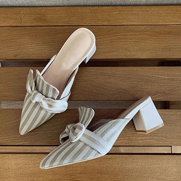 teahoo summer fashion striped women sandals canvas butterfly-knot mules pointed chunky heel beach shoes mujer, Black
teahoo summer fashion striped women sandals canvas butterfly-knot mules pointed chunky heel beach shoes mujer, Black