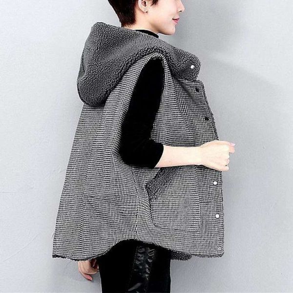 lamb plush cotton vest women's short autumn winter version large loose hooded with warm jacket both, White
lamb plush cotton vest women's short autumn winter version large loose hooded with warm jacket both, White
