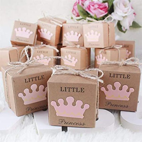 50pcs baby shower favor box kraft paper candy gift packing little princess prince crown bag for birthday j wrap
50pcs baby shower favor box kraft paper candy gift packing little princess prince crown bag for birthday j wrap