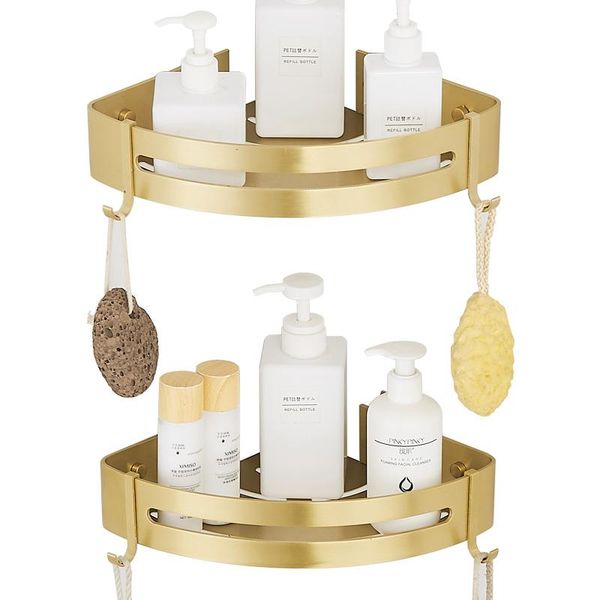 bathroom shelves corner shelf with two hooks aluminum brushed gold accessory storage organizer rack holder
bathroom shelves corner shelf with two hooks aluminum brushed gold accessory storage organizer rack holder