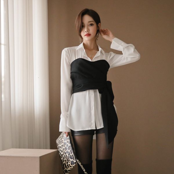 dress 3 fashion set pieces temperament comfortable white shirt loosen thin waist PU short black women wild sets, Black;gray
dress 3 fashion set pieces temperament comfortable white shirt loosen thin waist PU short black women wild sets, Black;gray