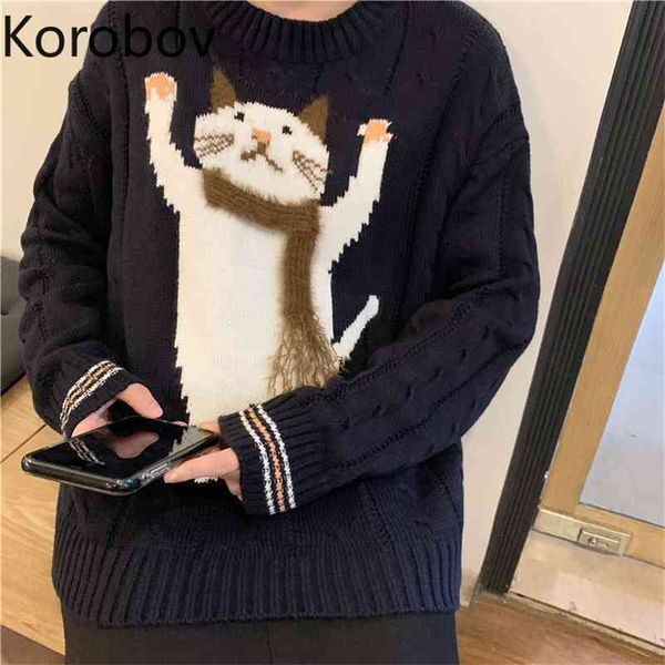 korobov autumn winter women sweaters korean harajuku hit color patchwork sueter mujer vintage o neck long sleeve jumper 210430, White;black
korobov autumn winter women sweaters korean harajuku hit color patchwork sueter mujer vintage o neck long sleeve jumper 210430, White;black