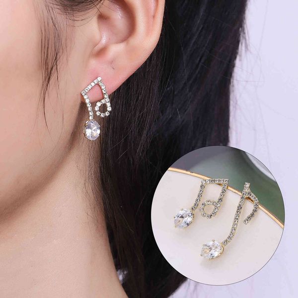 s925 silver needle temperament romantic notes personality asymmetry music diamond earrings female, Golden
s925 silver needle temperament romantic notes personality asymmetry music diamond earrings female, Golden