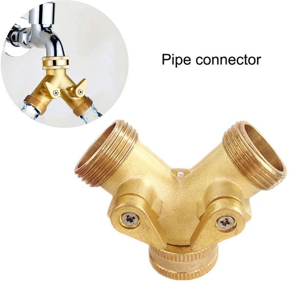 watering equipments 3/4inch garden hose splitter brass y shape 2 way valve faucet taps water pipe connector with switch sub sale