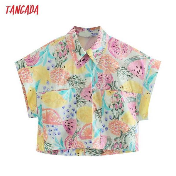 tangada women retro fruit print summer crop shirt short sleeve pocket chic female slim shirt 4n29 210609, White
tangada women retro fruit print summer crop shirt short sleeve pocket chic female slim shirt 4n29 210609, White