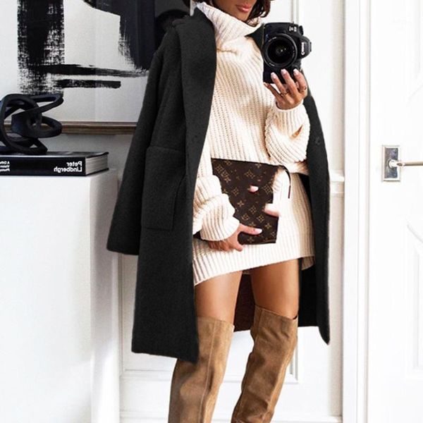 women's wool & blends overcoat 2021 autumn winter women solid color keep warm thicken cardigan long sleeve western style fashion simpli, Black
women's wool & blends overcoat 2021 autumn winter women solid color keep warm thicken cardigan long sleeve western style fashion simpli, Black