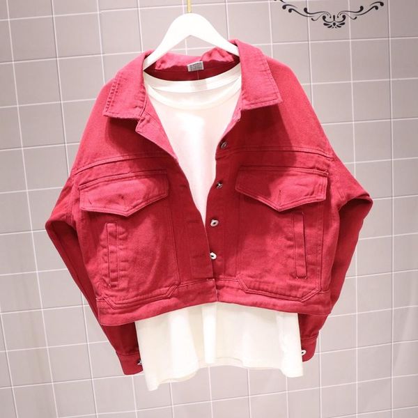 women's jackets women red denim jacket spring 2021 harajuku loose big pocket fashion batwing sleeve female jeans coats casual blue shor, Black;brown
women's jackets women red denim jacket spring 2021 harajuku loose big pocket fashion batwing sleeve female jeans coats casual blue shor, Black;brown