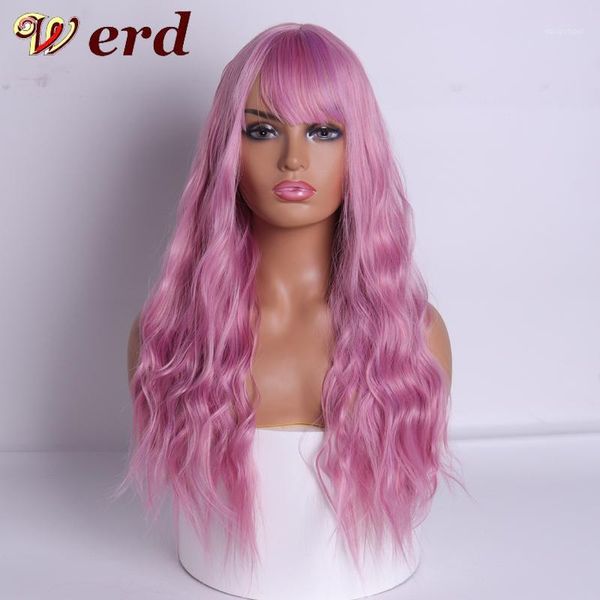 22 inch synthetic wigs long wavy hair with bangs pink wig 13 colors hight temperature fiber for women1, Black
22 inch synthetic wigs long wavy hair with bangs pink wig 13 colors hight temperature fiber for women1, Black