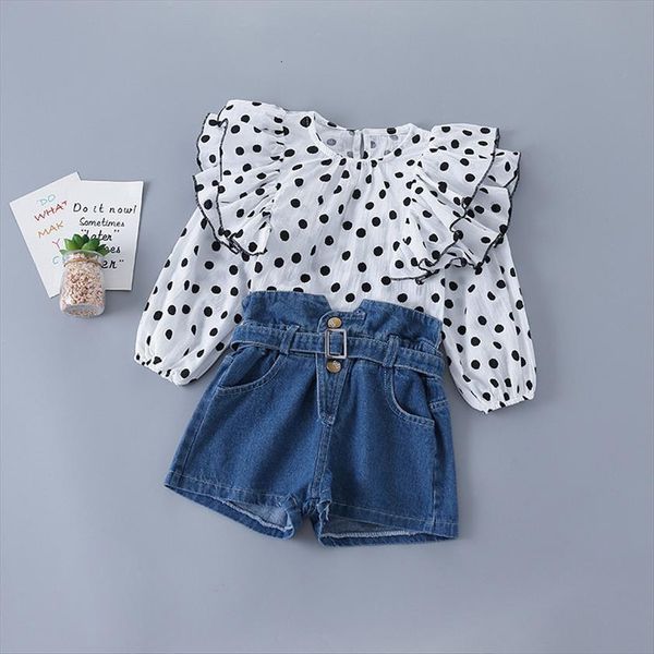 fashion dot shirt long sleeve blouse ruffles jeans denim shorts 2pcs spring summer kid children girls clothing 2 7y, White
fashion dot shirt long sleeve blouse ruffles jeans denim shorts 2pcs spring summer kid children girls clothing 2 7y, White