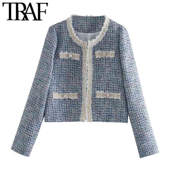 women fashion patchwork checked tweed jacket coat vintage long sleeve frayed trim female outerwear chic 210507, Black;brown
women fashion patchwork checked tweed jacket coat vintage long sleeve frayed trim female outerwear chic 210507, Black;brown