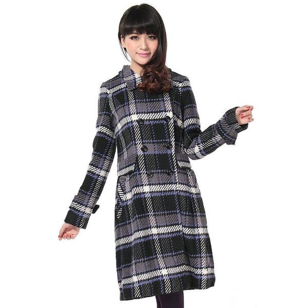 women's wool & blends winter women cashmere coats female elegant blue white plaid woolen tweed overcoat woman double breasted long coat, Black
women's wool & blends winter women cashmere coats female elegant blue white plaid woolen tweed overcoat woman double breasted long coat, Black