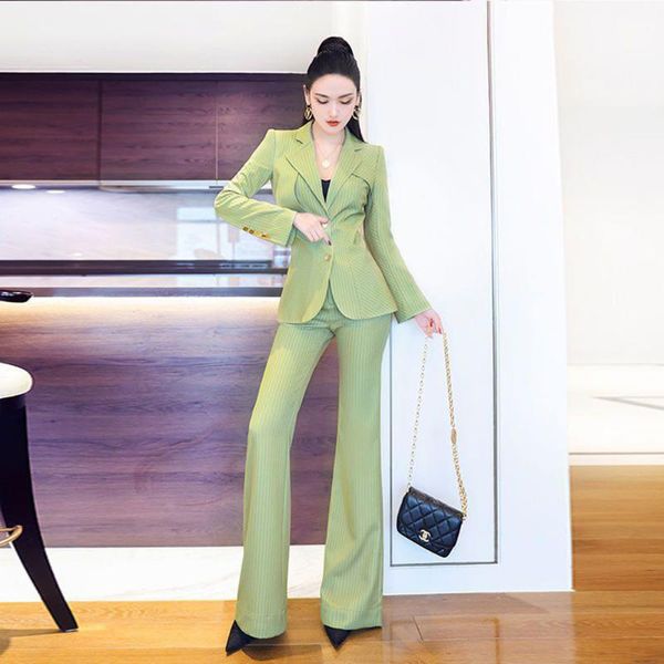 women's two piece pants green striped women blazer and pant suit trouser ladies female formal office work business 2 set, White
women's two piece pants green striped women blazer and pant suit trouser ladies female formal office work business 2 set, White