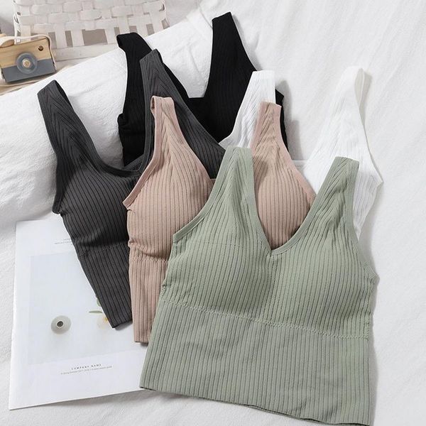 bustiers & corsets women knitted bra solid color comfortable wireless underwear v-neck camisole sports 2021, Black;white
bustiers & corsets women knitted bra solid color comfortable wireless underwear v-neck camisole sports 2021, Black;white