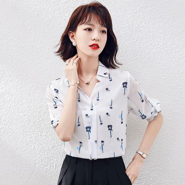 women's t-shirt 2021 summer short-sleeved chiffon shirt guitar print ol temperament korean bottoming wome, White
women's t-shirt 2021 summer short-sleeved chiffon shirt guitar print ol temperament korean bottoming wome, White