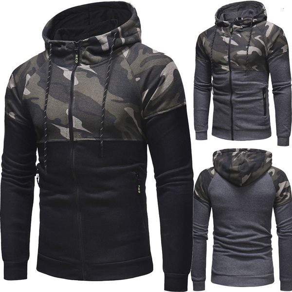 mens sweater autumn and winter new classic camouflage splicing men's casual slim zipper hooded sweater w39, Black
mens sweater autumn and winter new classic camouflage splicing men's casual slim zipper hooded sweater w39, Black