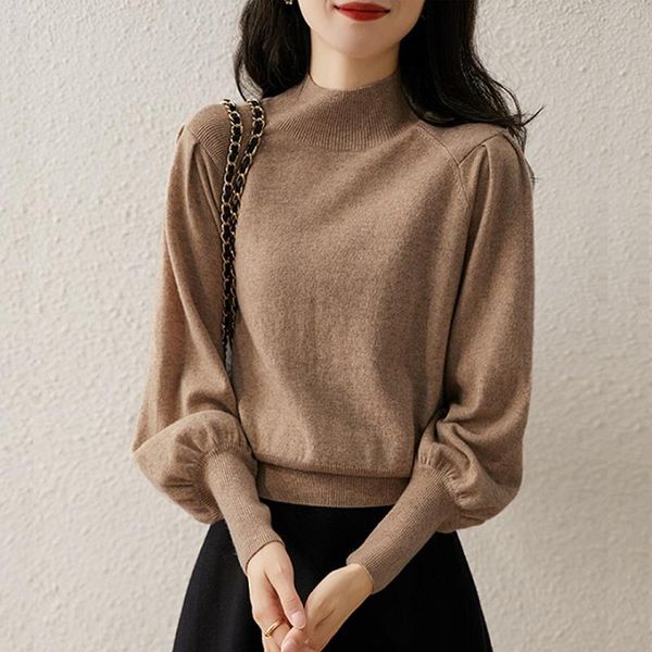 women's sweaters tuangbiang 2021 mock neck lantern sleeve cotton pullovers women retro cashmere knitting loose ladies winter jumper, White;black
women's sweaters tuangbiang 2021 mock neck lantern sleeve cotton pullovers women retro cashmere knitting loose ladies winter jumper, White;black