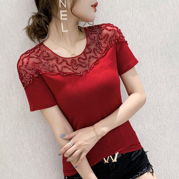 female european summer small unlined upper hollow out heavy t-shirt scene o-neck 2021 embroidered flares women's, White
female european summer small unlined upper hollow out heavy t-shirt scene o-neck 2021 embroidered flares women's, White