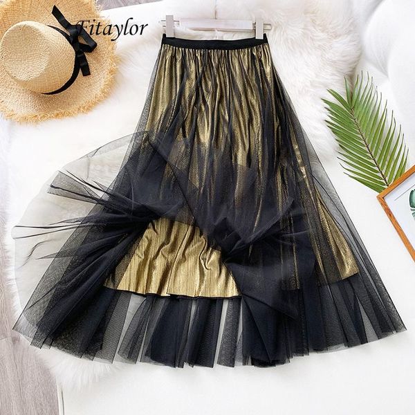skirts fitaylor spring tulle women high waist bright side golden silver pink pleated skirt slim elastic midi, Black
skirts fitaylor spring tulle women high waist bright side golden silver pink pleated skirt slim elastic midi, Black