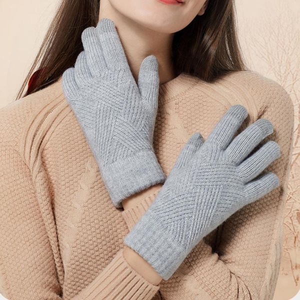 five fingers gloves winter women keep warm plus velvet inside touch screen double layer thicken geometry knitted wool cycling drive, Blue;gray
five fingers gloves winter women keep warm plus velvet inside touch screen double layer thicken geometry knitted wool cycling drive, Blue;gray