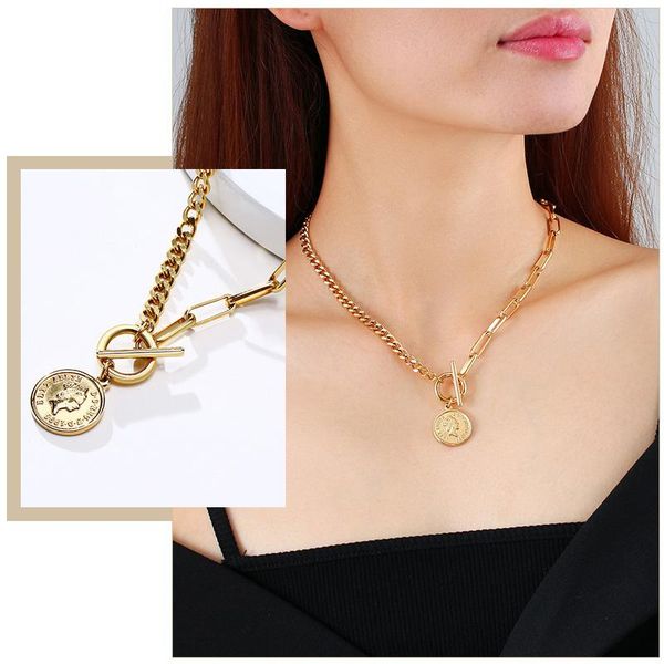 fashion elizabeth coin pendant necklaces for women,rectangle paperclip cuban chain,stainless steel chic collar gifts her, Silver
fashion elizabeth coin pendant necklaces for women,rectangle paperclip cuban chain,stainless steel chic collar gifts her, Silver