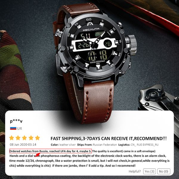 megalith men sports quartz watch men multifunction waterproof luminous wristwatch men dual dispay clock horloges mannen with boxg, Slivery;brown
megalith men sports quartz watch men multifunction waterproof luminous wristwatch men dual dispay clock horloges mannen with boxg, Slivery;brown