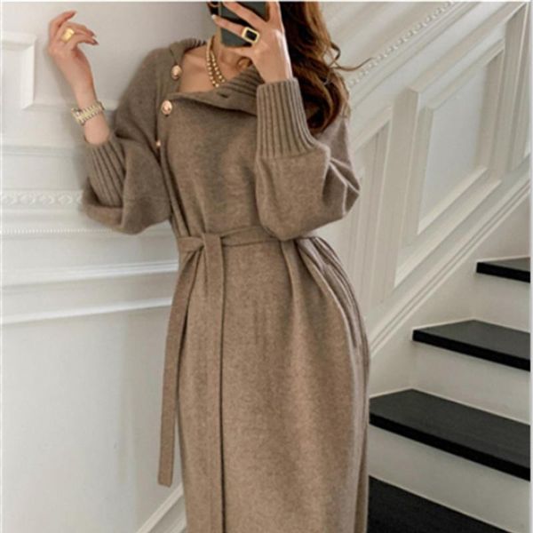 casual dresses 2021 women's sweater dress winter turtleneck buttons knitted long sleeve thicken fashion female elegant woman clothing, Black;gray
casual dresses 2021 women's sweater dress winter turtleneck buttons knitted long sleeve thicken fashion female elegant woman clothing, Black;gray