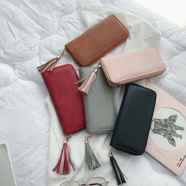 wallets tassel zipper women wallet pu leather solid color causal card holder ladies fashion phone wristlet cultch purse, Red;black
wallets tassel zipper women wallet pu leather solid color causal card holder ladies fashion phone wristlet cultch purse, Red;black