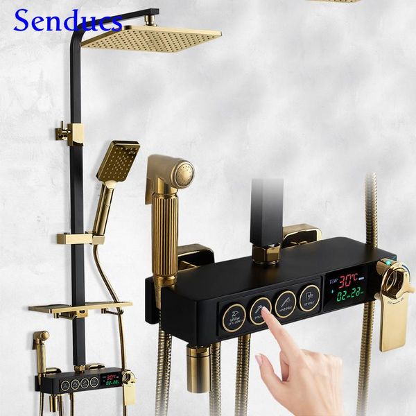 black gold shower set quality brass bathtub mixer faucets abs hand thermostatic digital bath bathroom sets
black gold shower set quality brass bathtub mixer faucets abs hand thermostatic digital bath bathroom sets