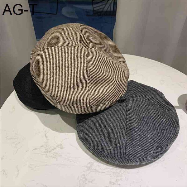 british striped original japanese autumn/winter woolpumpkin hat painter's hat, Blue;gray
british striped original japanese autumn/winter woolpumpkin hat painter's hat, Blue;gray