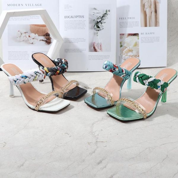 sandals cross-border trade europe america the summer of 2021 electroplated metal chain square toe with roman high heel, Black
sandals cross-border trade europe america the summer of 2021 electroplated metal chain square toe with roman high heel, Black